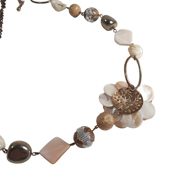 Women Necklace Jewelry 23 Inch Asymmetrical Mother Of Pearl Fashion Vintage - Picture 7 of 8